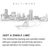 Baltimore Skyline Continuous Line Drawing Art Work
