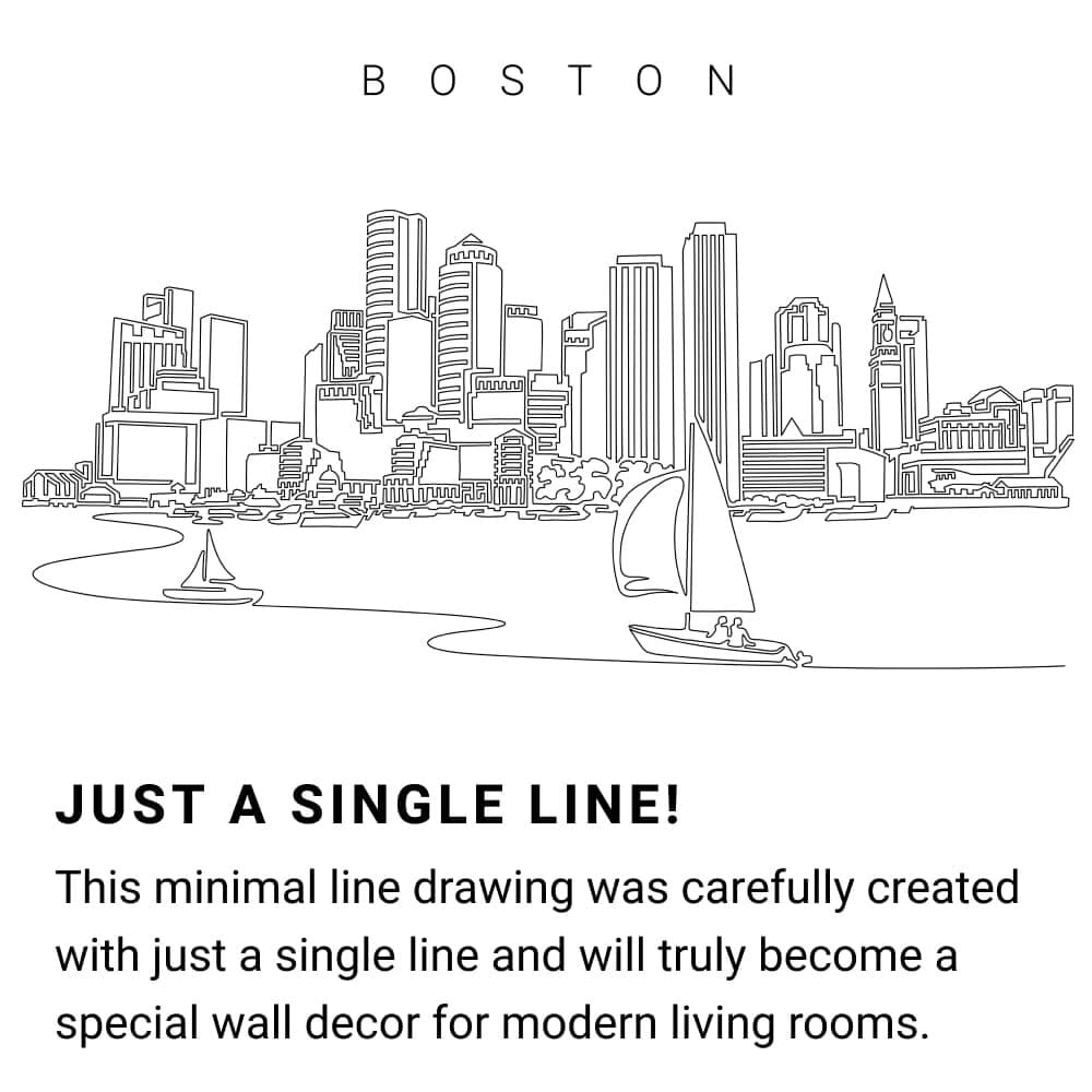 Boston Harbor Skyline Continuous Line Drawing Art Work Boston Harbor Skyline Continuous Line Drawing Art Work