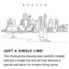 Boston Harbor Skyline Continuous Line Drawing Art Work