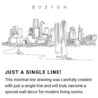 Boston Harbor Skyline Continuous Line Drawing Art Work