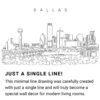 Dallas Skyline Continuous Line Drawing Art Work