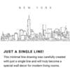 New York City Skyline Continuous Line Drawing Art Work