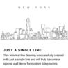 New York City Skyline Continuous Line Drawing Art Work