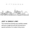 Pittsburgh Skyline Continuous Line Drawing Art Work