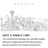 Seattle Skyline Continuous Line Drawing Art Work
