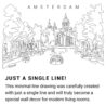 Amsterdam Skyline Continuous Line Drawing Art Work
