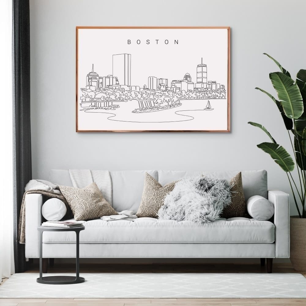 Boston Skyline - Charles River Living Room Wall Decor Boston Skyline - Charles River Living Room Wall Decor