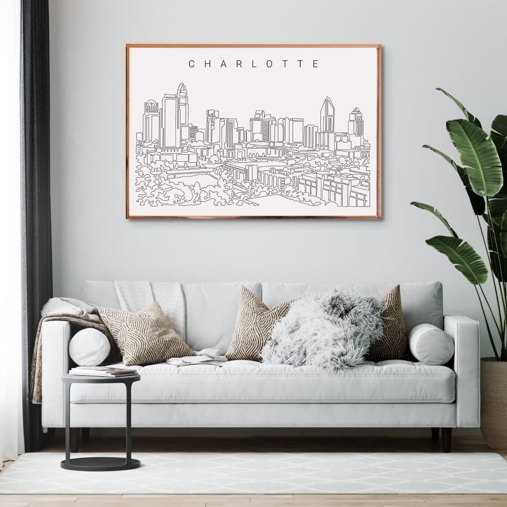 Charlotte NC Skyline Wall Art for Living Room Charlotte NC Skyline Wall Art for Living Room