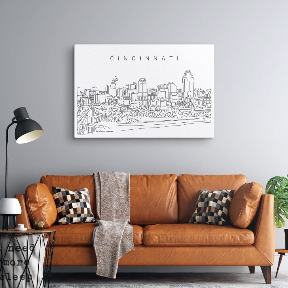 Cincinnati Skyline Canvas Art Print Lifestyle Cincinnati Skyline Canvas Art Print Lifestyle