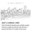 Cincinnati Skyline Continuous Line Drawing Art Work