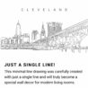 Cleveland Skyline Continuous Line Drawing Art Work