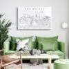 Des Moines Skyline Canvas Art Print Lifestyle