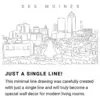 Des Moines Skyline Continuous Line Drawing Art Work