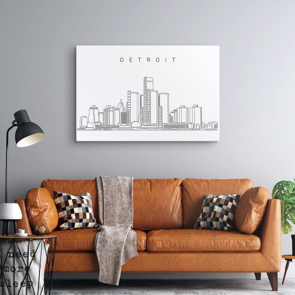 Detroit Skyline Canvas Art Print Lifestyle Detroit Skyline Canvas Art Print Lifestyle