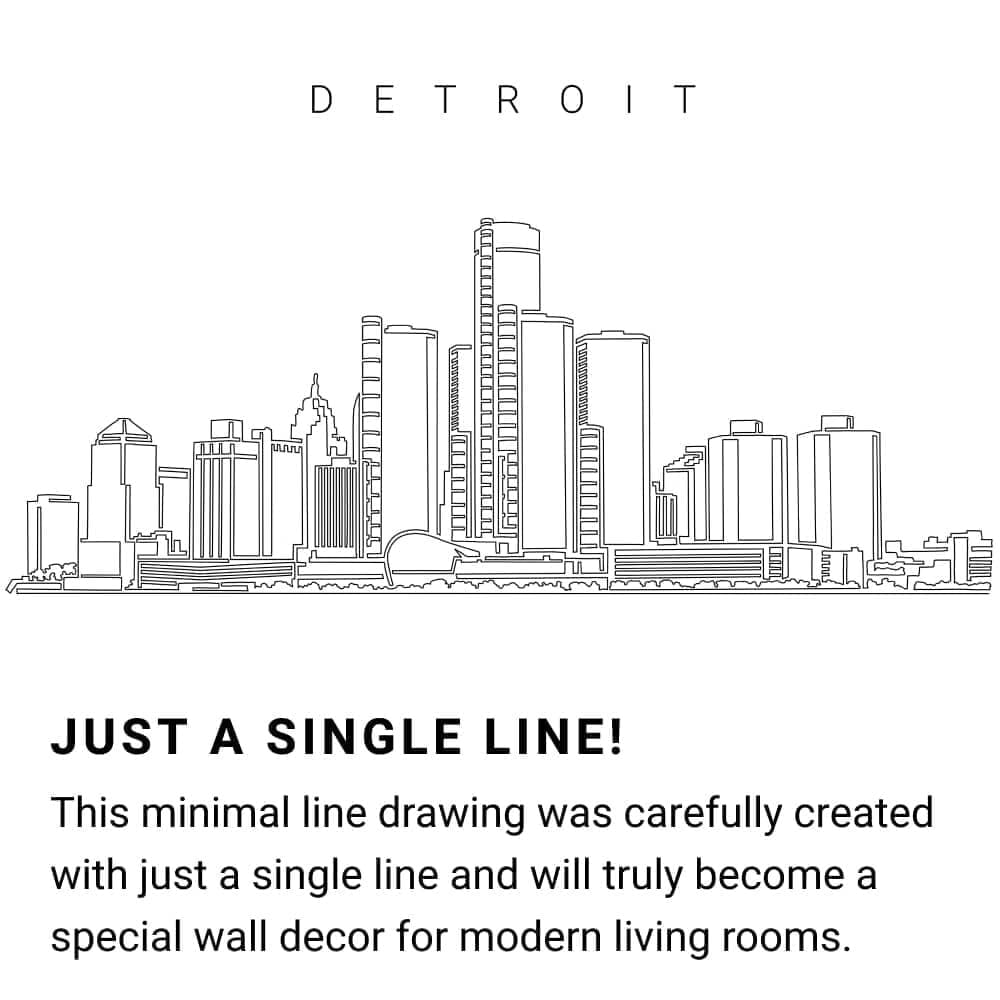 Detroit Skyline Continuous Line Drawing Art Work Detroit Skyline Continuous Line Drawing Art Work