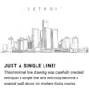 Detroit Skyline Continuous Line Drawing Art Work