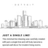 Detroit Skyline Continuous Line Drawing Art Work