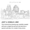 Durham NC Skyline Continuous Line Drawing Art Work