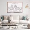 Durham NC Skyline Wall Art for Living Room
