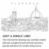 Florence Skyline Continuous Line Drawing Art Work