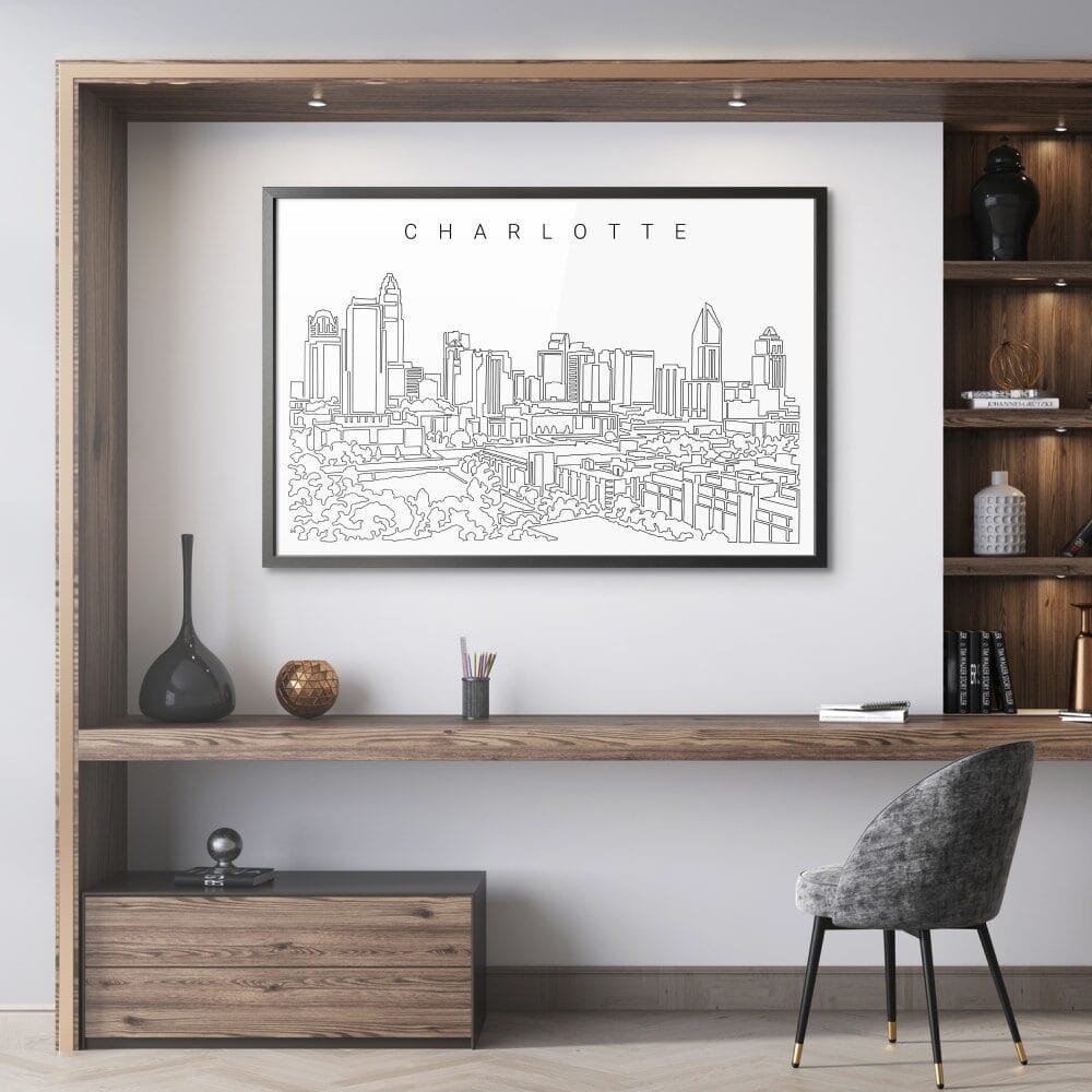 Framed Charlotte NC Wall Art for Home Office Framed Charlotte NC Wall Art for Home Office