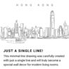 Hong Kong Skyline Continuous Line Drawing Art Work