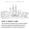 Kuala Lumpur Skyline Continuous Line Drawing Art Work
