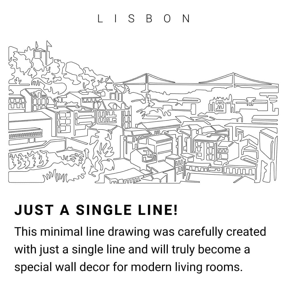 Lisbon Skyline Continuous Line Drawing Art Work Lisbon Skyline Continuous Line Drawing Art Work
