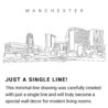 Manchester Skyline Continuous Line Drawing Art Work