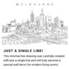Melbourne Skyline Continuous Line Drawing Art Work