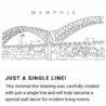 Memphis Skyline Continuous Line Drawing Art Work