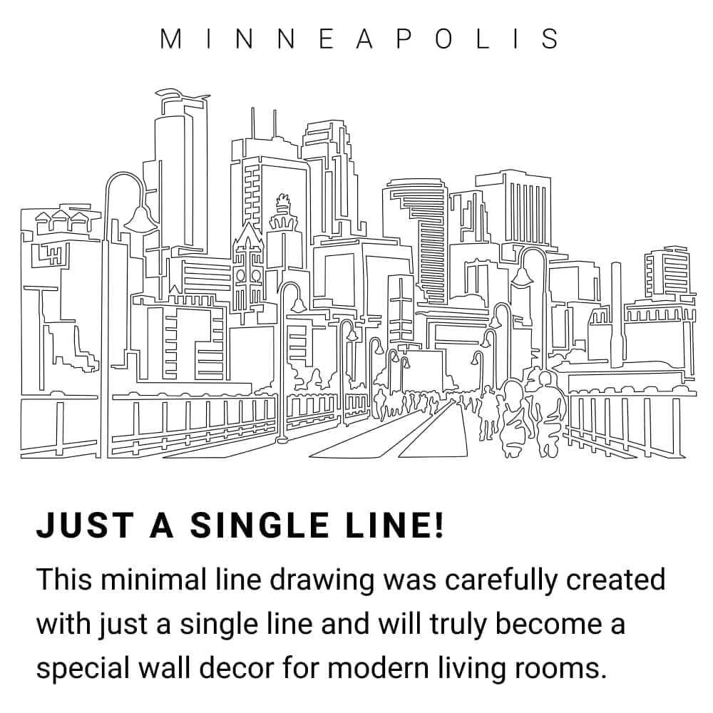Minneapolis Skyline Continuous Line Drawing Art Work Minneapolis Skyline Continuous Line Drawing Art Work