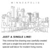 Minneapolis Skyline Continuous Line Drawing Art Work