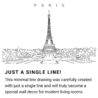 Paris Skyline Continuous Line Drawing Art Work
