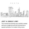 Perth Skyline Continuous Line Drawing Art Work