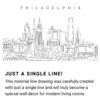 Philadelphia Skyline Continuous Line Drawing Art Work