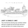 Pittsburgh Skyline Continuous Line Drawing Art Work