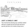 Portland Oregon Skyline Continuous Line Drawing Art Work