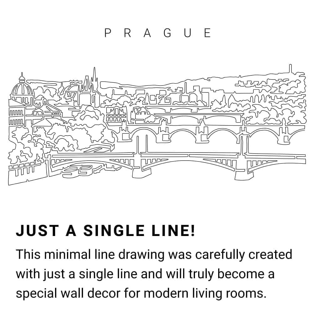 Prague Skyline Continuous Line Drawing Art Work Prague Skyline Continuous Line Drawing Art Work