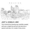 Raleigh Skyline Continuous Line Drawing Art Work