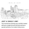 Raleigh Skyline Continuous Line Drawing Art Work