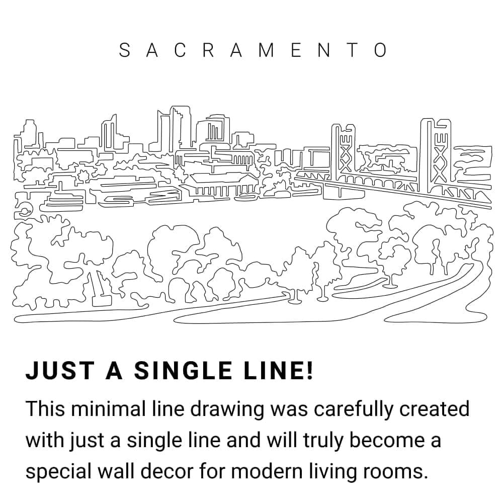 Sacramento Skyline Continuous Line Drawing Art Work Sacramento Skyline Continuous Line Drawing Art Work