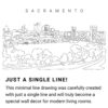 Sacramento Skyline Continuous Line Drawing Art Work