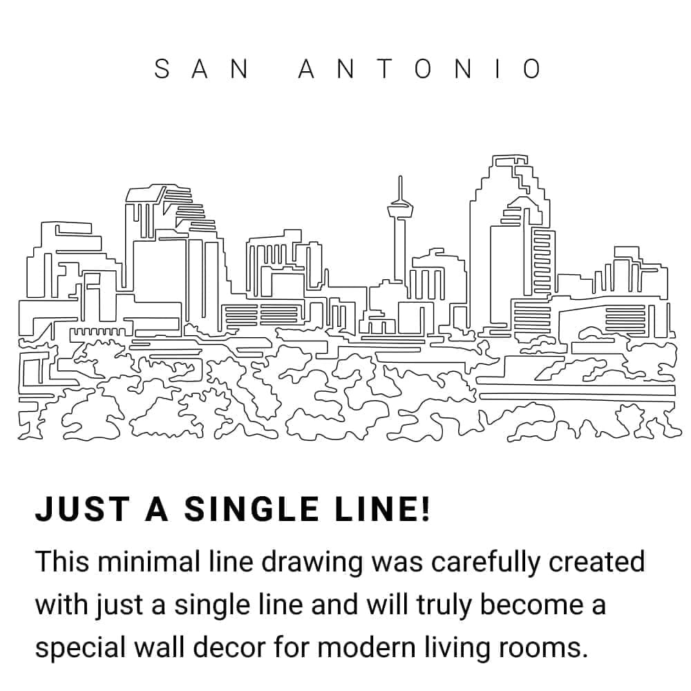 San Antonio Skyline Continuous Line Drawing Art Work San Antonio Skyline Continuous Line Drawing Art Work