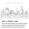 San Antonio Skyline Continuous Line Drawing Art Work