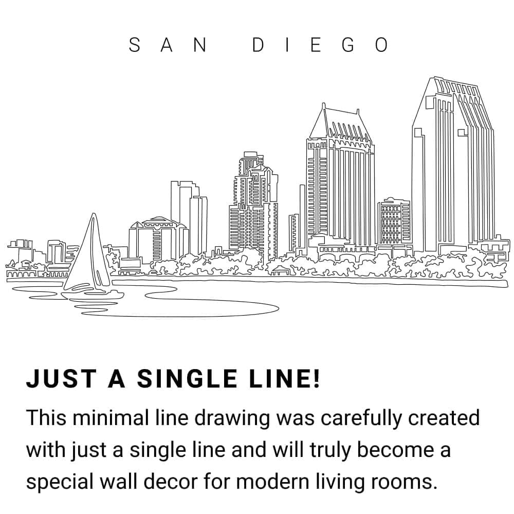 San Diego Skyline Continuous Line Drawing Art Work San Diego Skyline Continuous Line Drawing Art Work