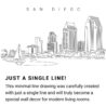 San Diego Skyline Continuous Line Drawing Art Work