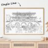 Seoul Korea Continuous Line Drawing Art Work