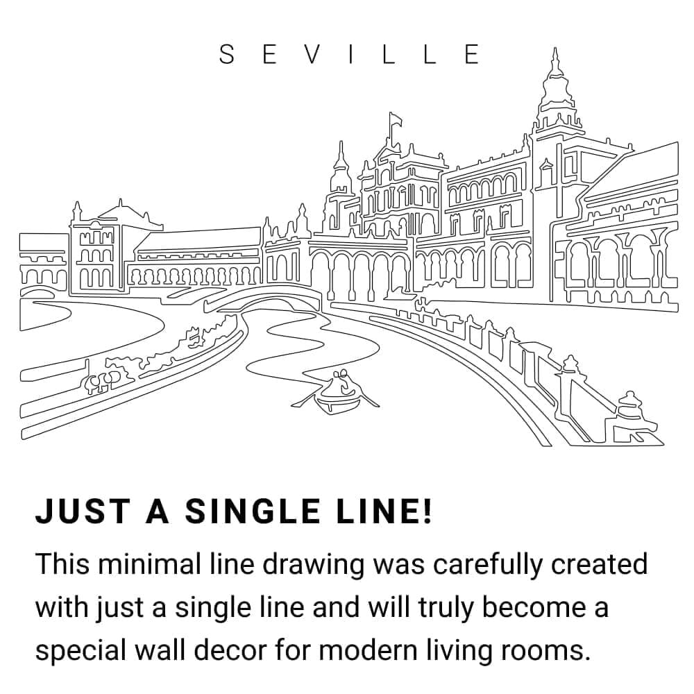 Seville Spain Continuous Line Drawing Art Work Seville Spain Continuous Line Drawing Art Work