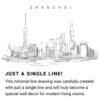 Shanghai Skyline Continuous Line Drawing Art Work